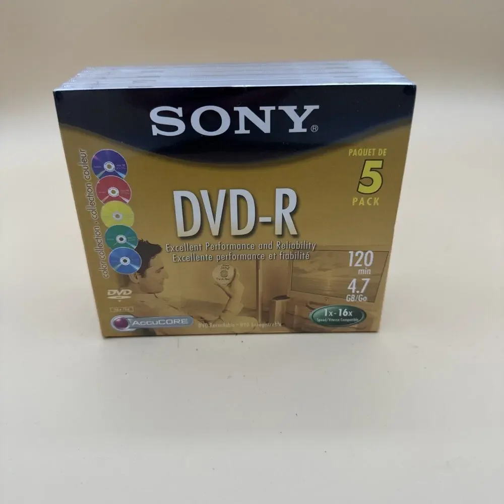 5 Pack Sony DVD-R 120 Minute 4.7 GB in Jeweled Cases